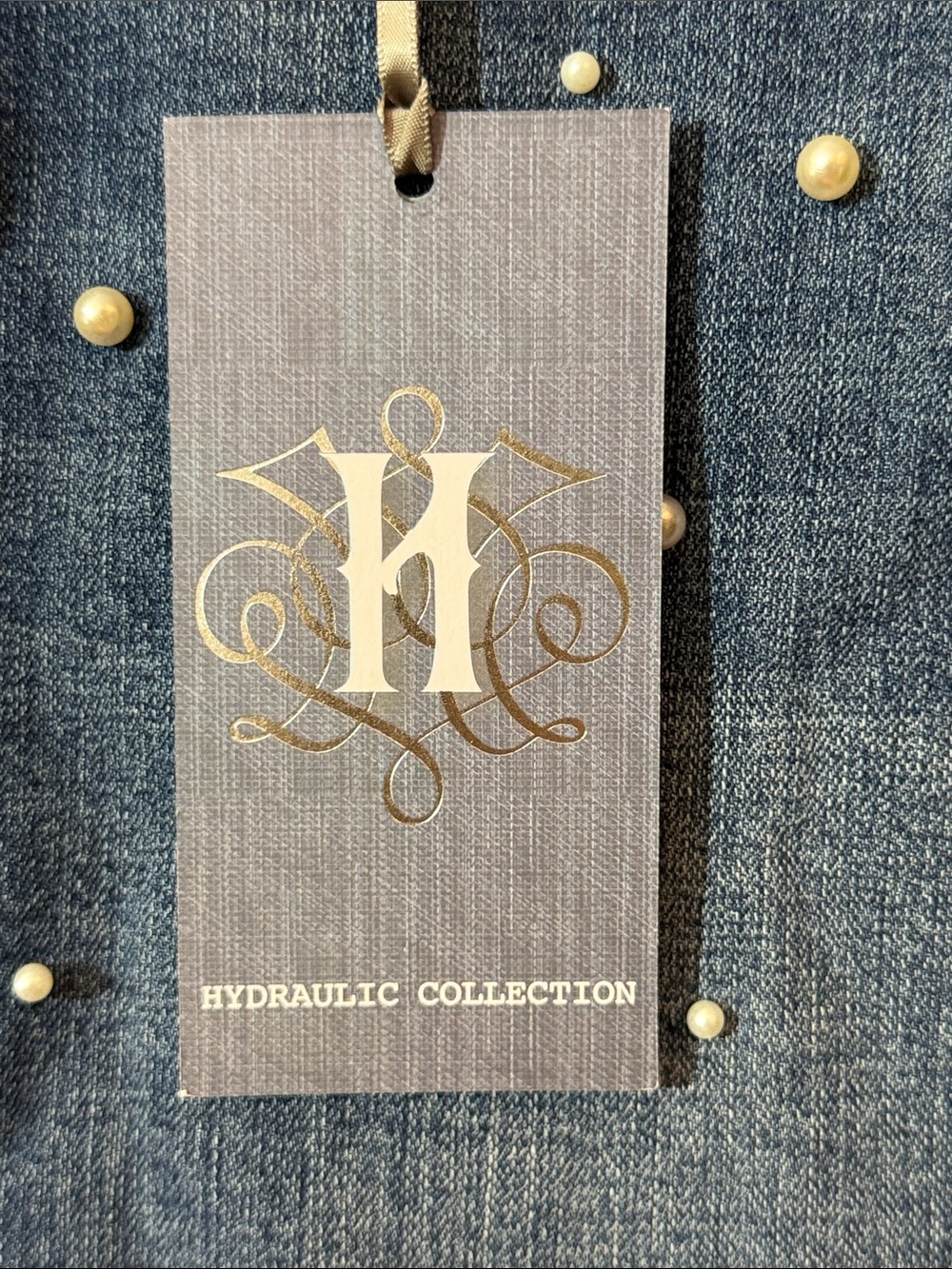 NWT Hydraulic Soho High Rise Dark Blue Pearl-Embellished Denim Mini Skirt Sz 14 - Picture 3 of 8